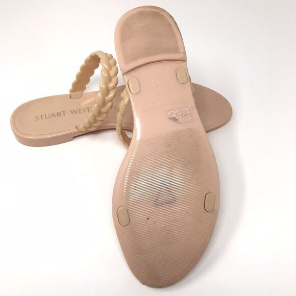 Stuart Weitzman Womens Sandals Size 7 Braida Sawyer Jelly Nude Rubber Slides - Picture 6 of 6